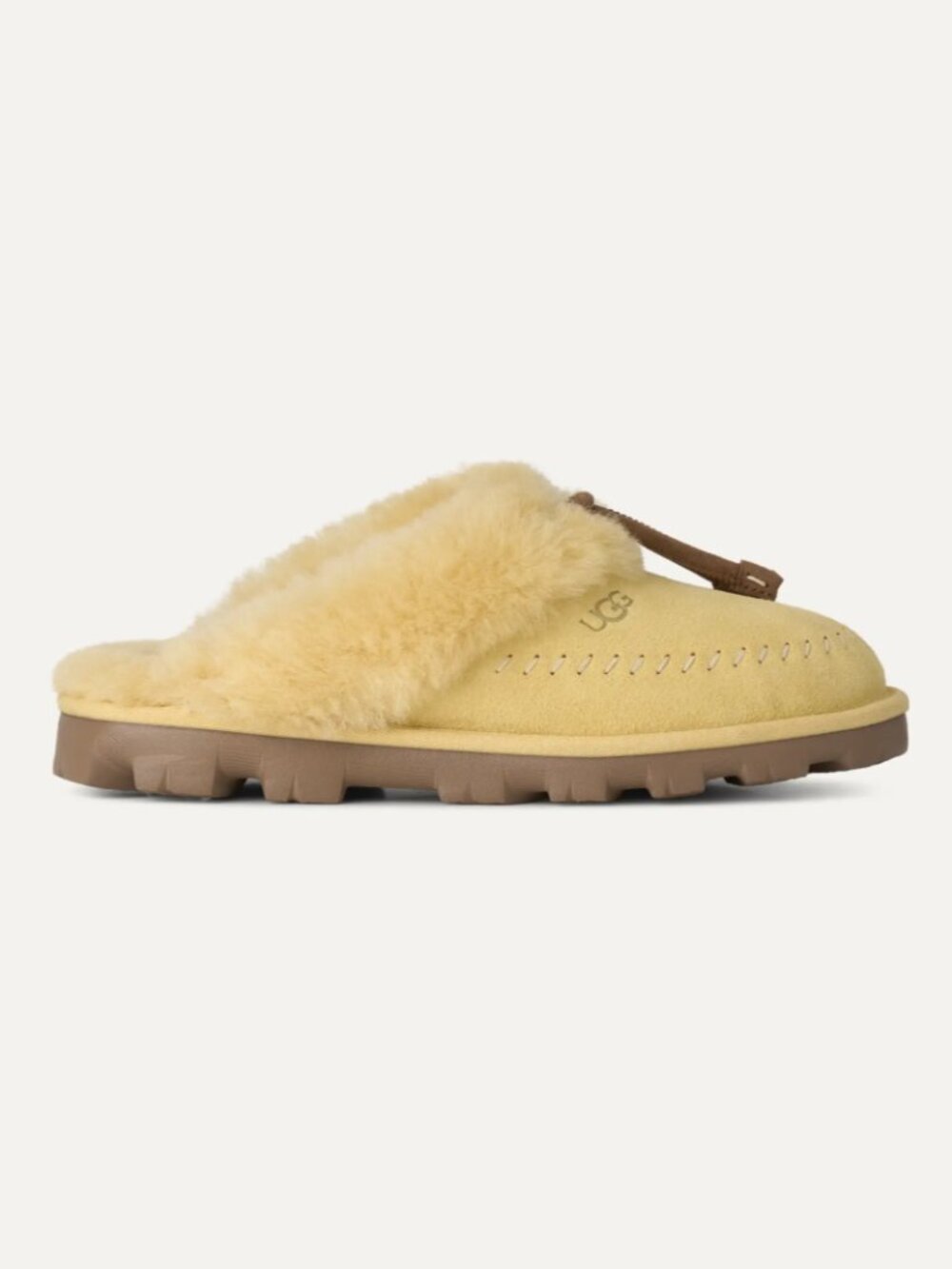 UGG Shearling-Lined Suede Mule Slipper in Yellow